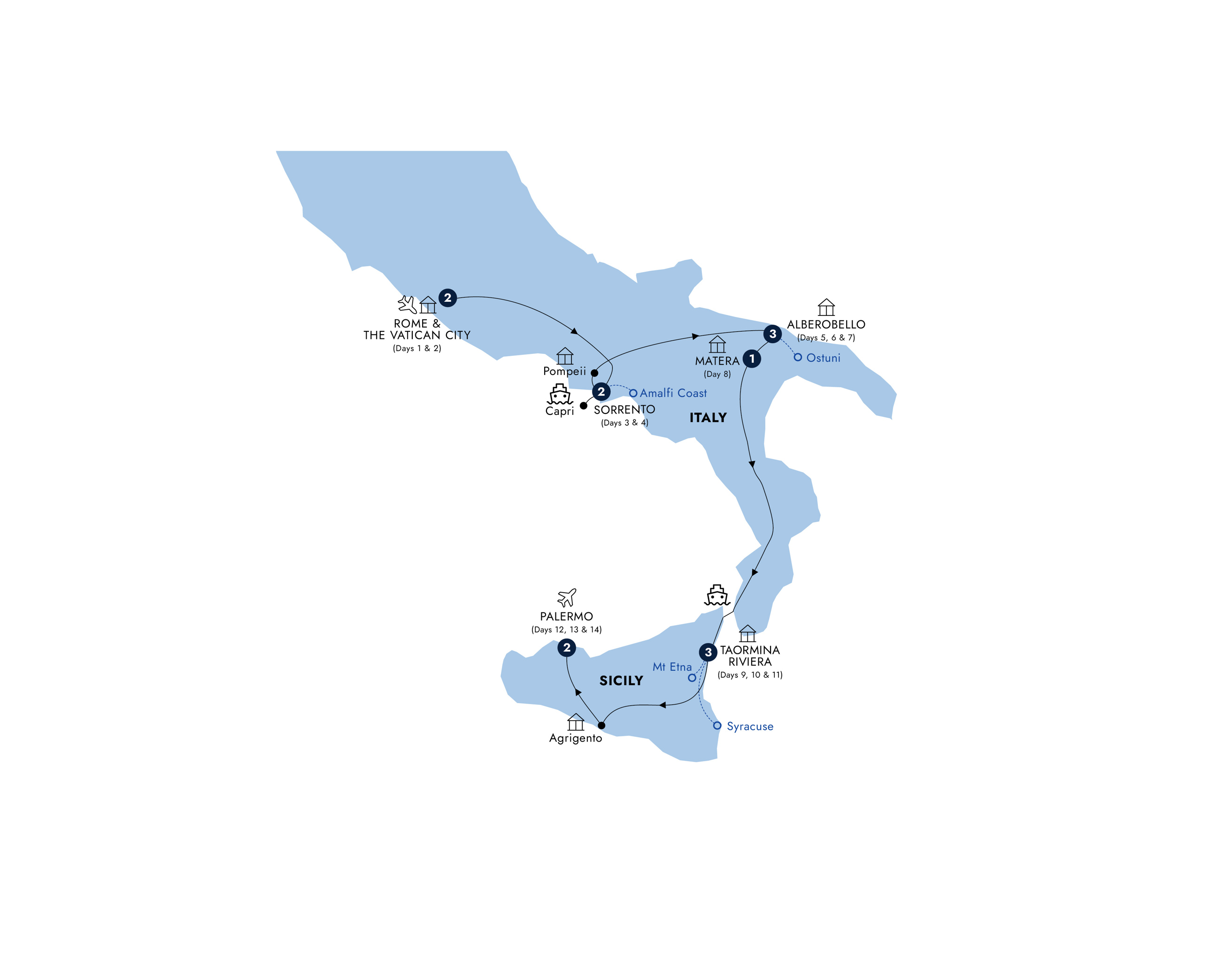 tourhub | Insight Vacations | Country Roads of Southern Italy & Sicily - Small Group | Tour Map