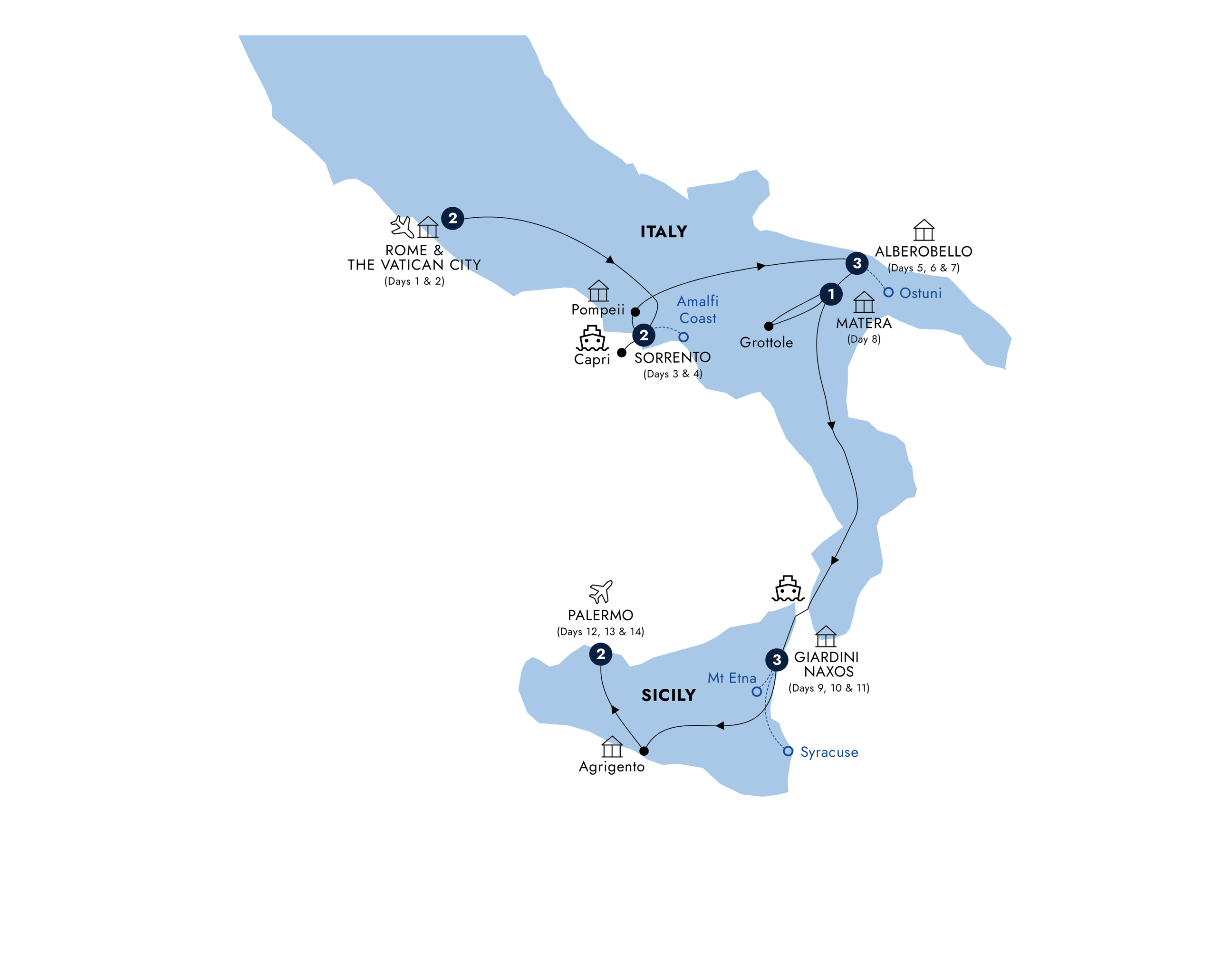 tourhub | Insight Vacations | Country Roads of Southern Italy & Sicily - Small Group | Tour Map