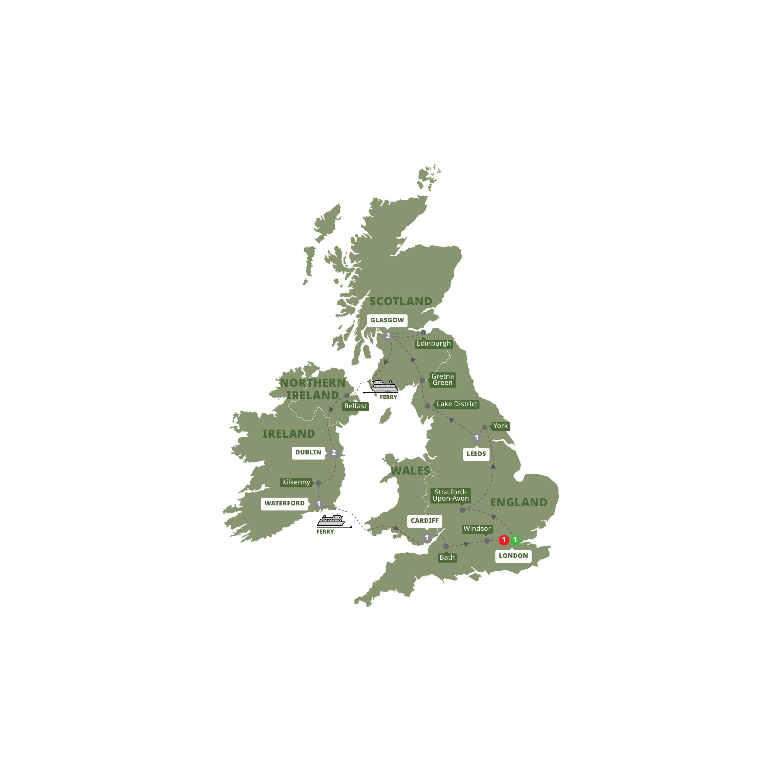 Map of Britain and Ireland Delight from Trafalgar