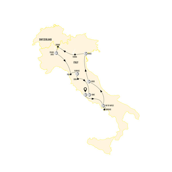 Splendors of Italy Itinerary Map