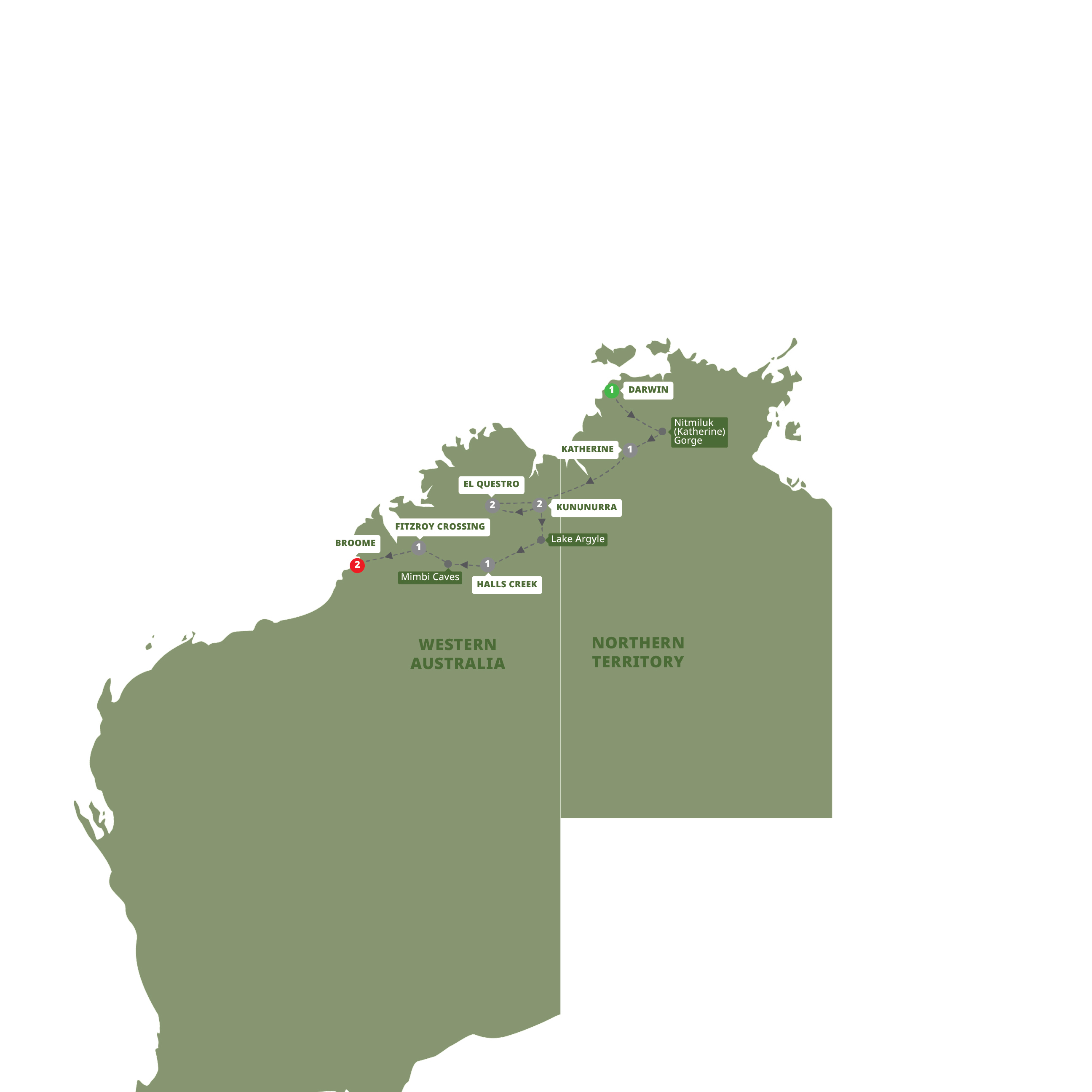 Map of Untamed Kimberley from Trafalgar