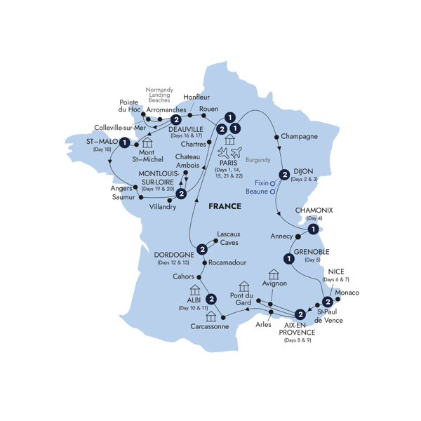 French Heritage Itinerary Map