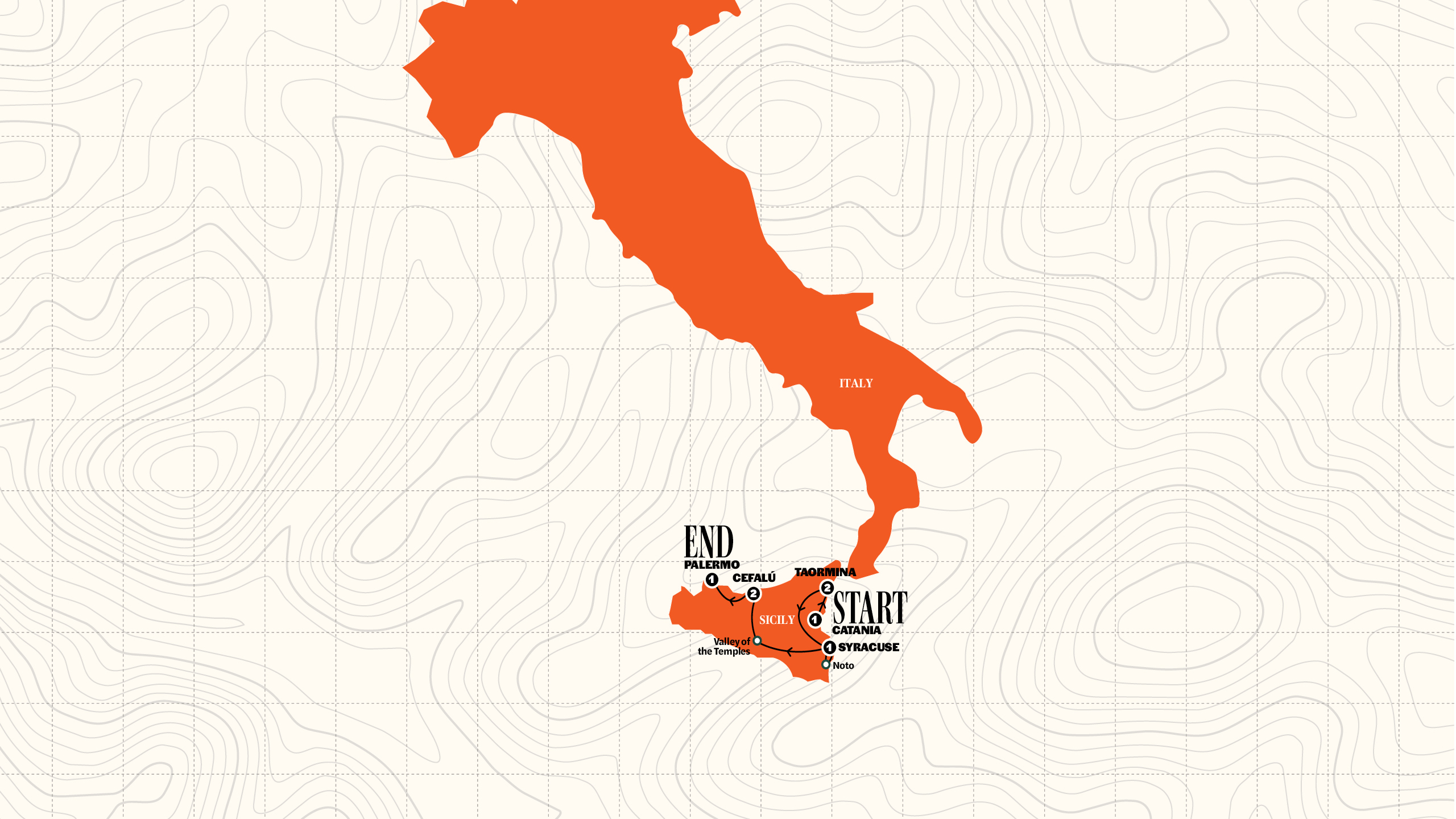 Map of Real Sicily | Age 27-35 | 2026 from Contiki