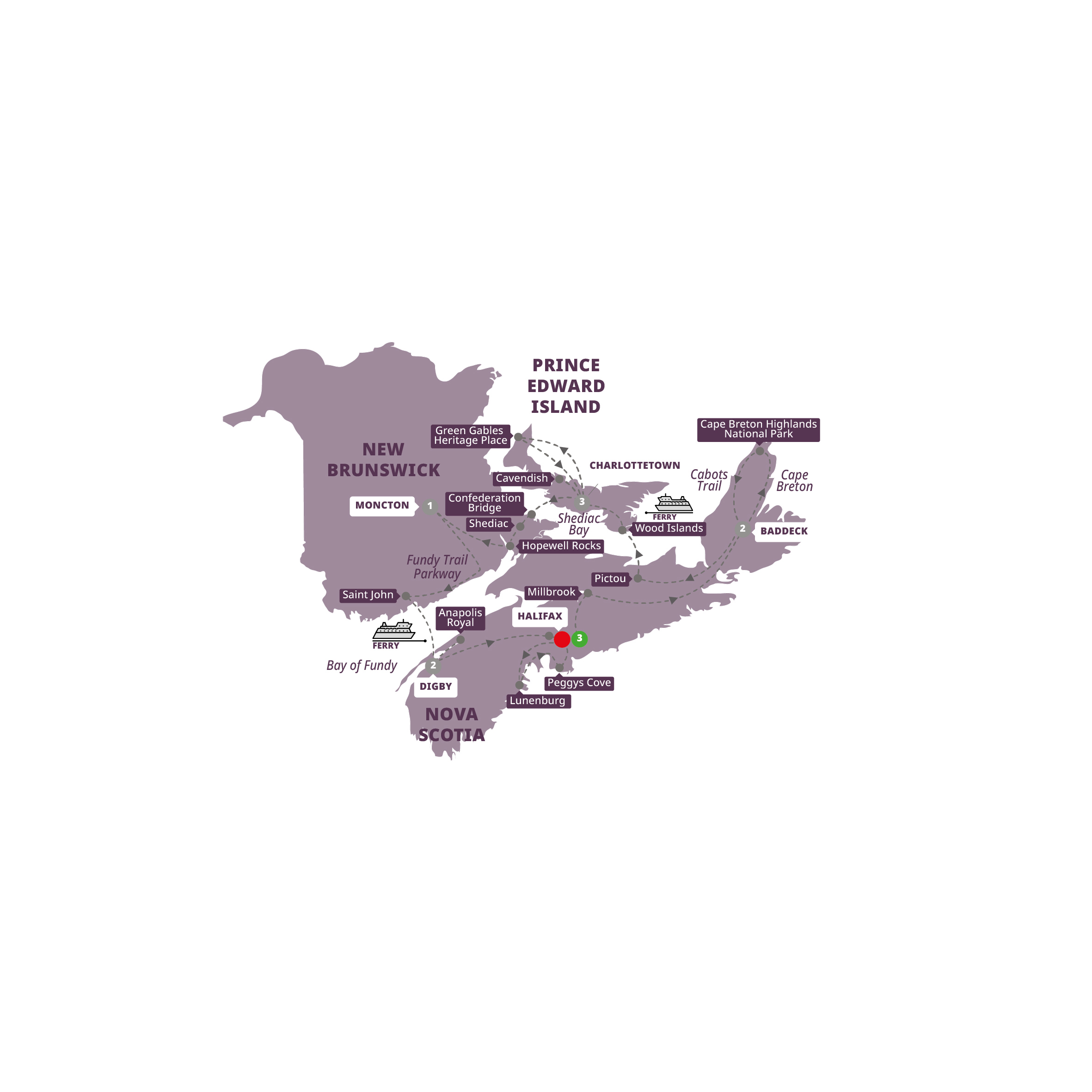 Map of Landscapes of the Canadian Maritimes from Trafalgar