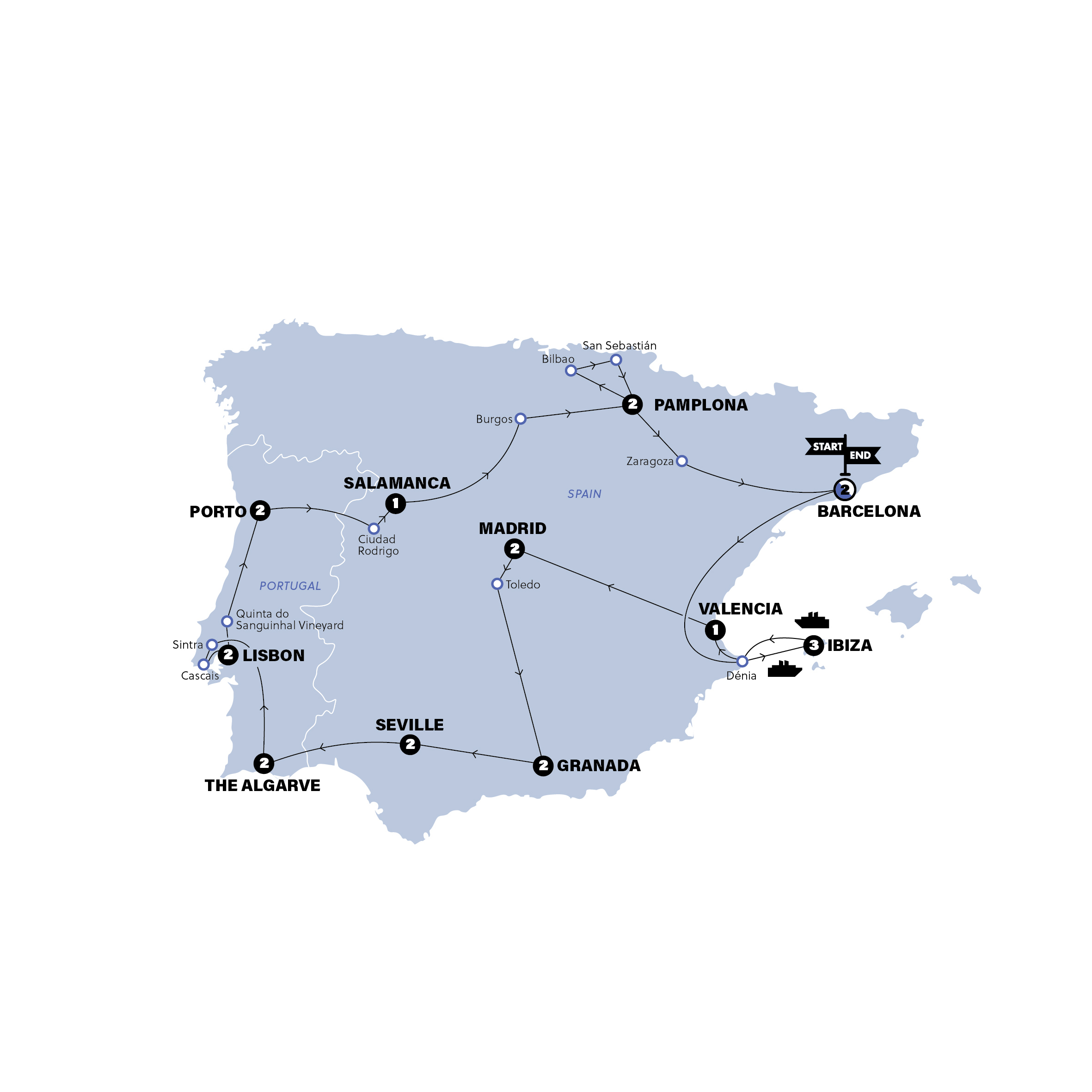 Map of Best of Spain & Portugal | Classic from Contiki