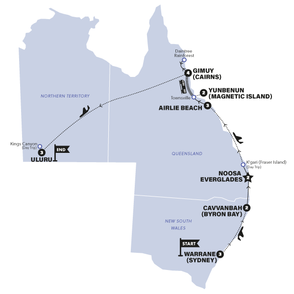 tourhub | Contiki | Ultimate Australia | 2025 - 2026 | Tour Map