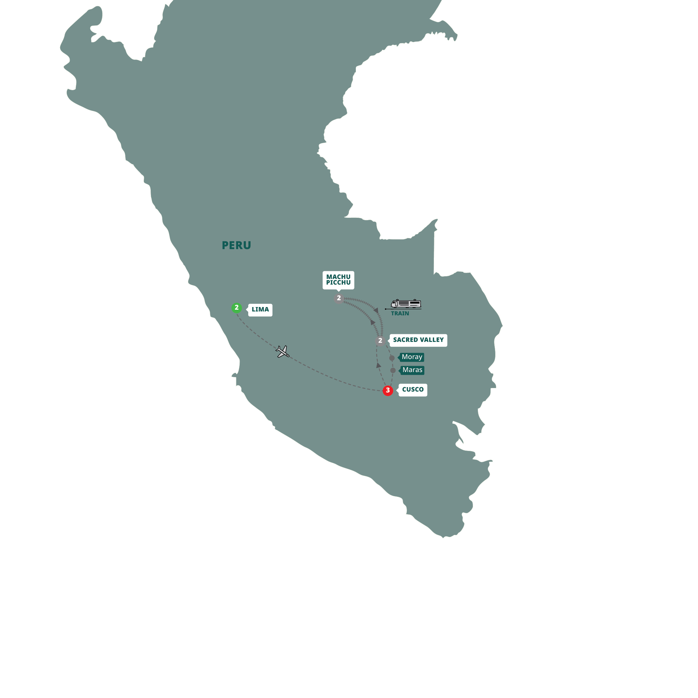 Map of Peru with Machu Picchu, a Women-Only Tour from Trafalgar