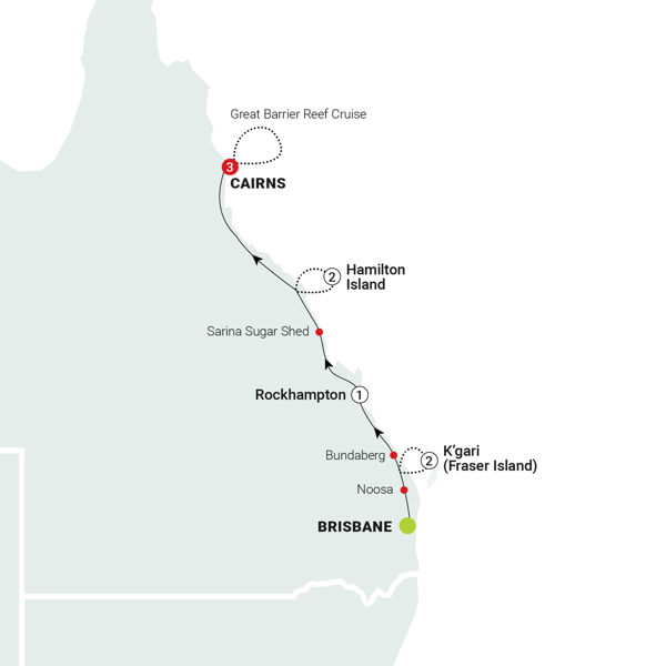 Tropical Queensland: Brisbane to Cairns Itinerary Map