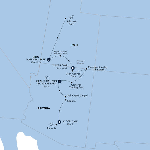 Enchanting Canyonlands - Classic Group Itinerary Map