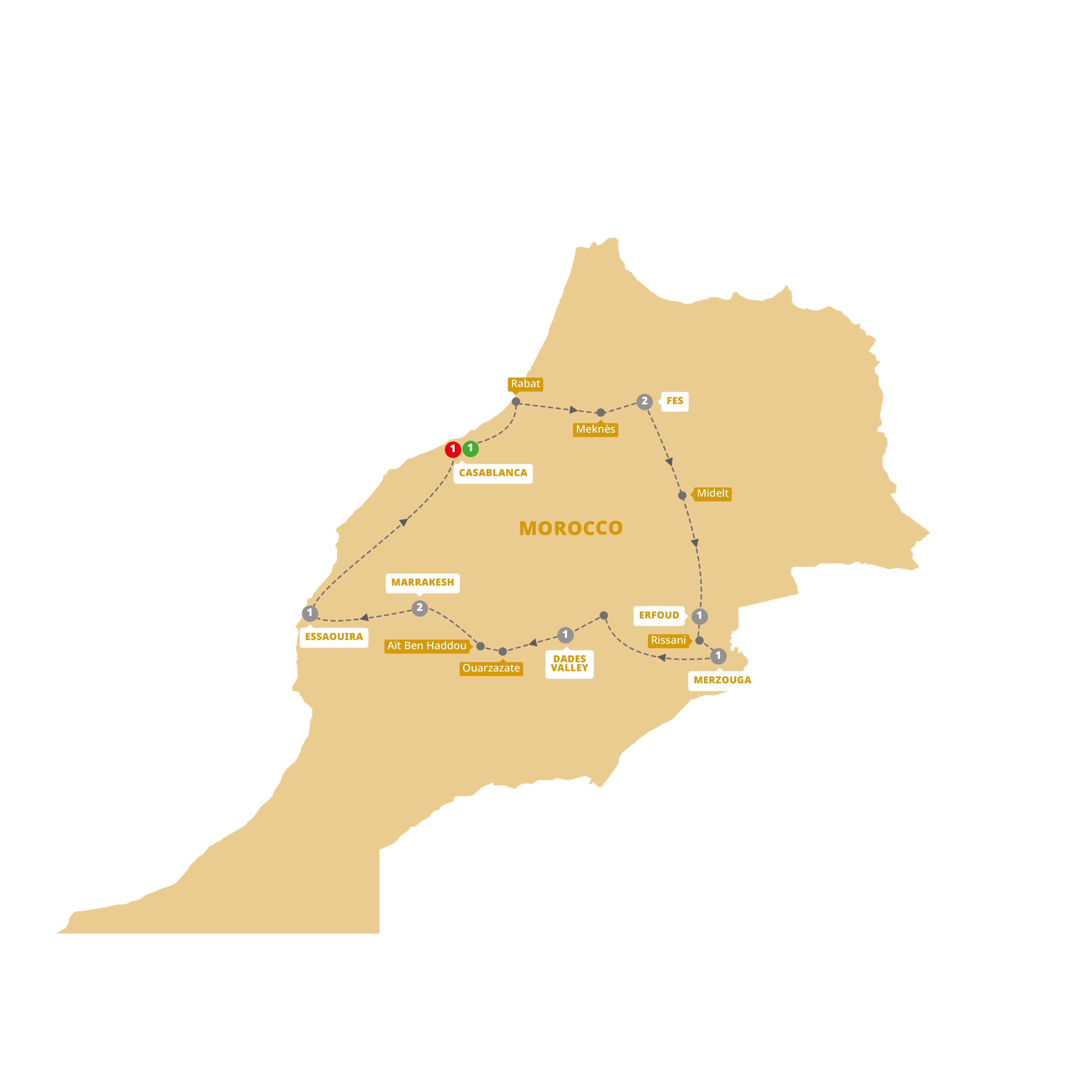 tourhub | Trafalgar | Best of Morocco | Tour Map