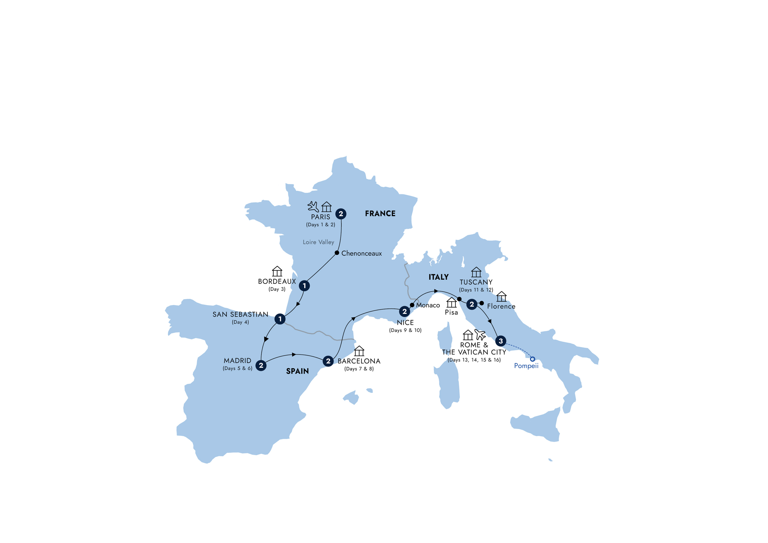 tourhub | Insight Vacations | Mediterranean Journey - Start Paris, Small Group | Tour Map