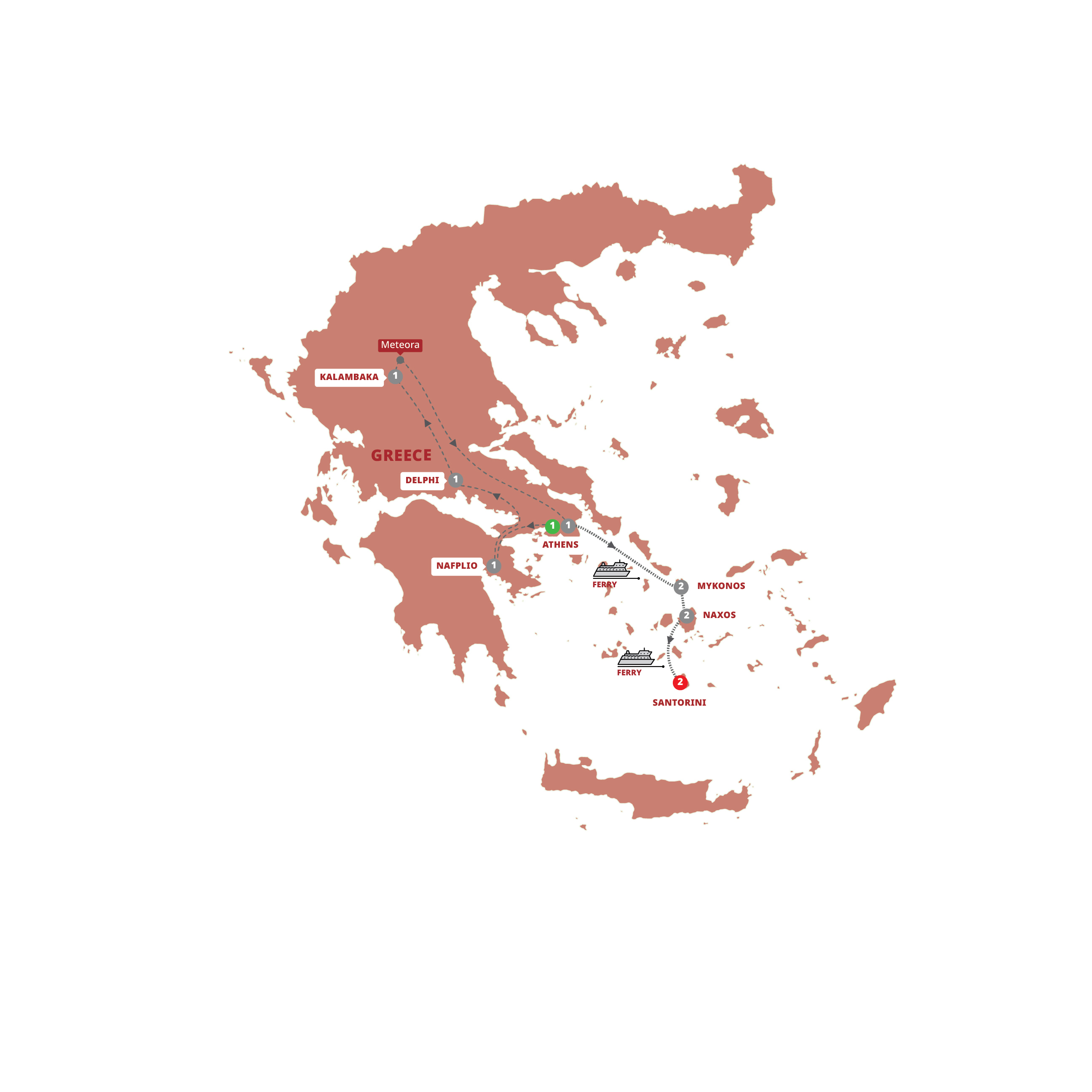 Map of Greek Spotlight and Island Explorer - Small Group from Trafalgar