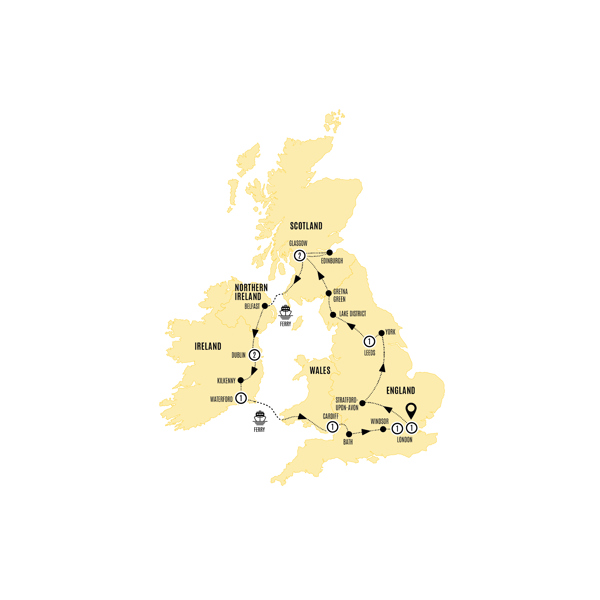 Britain and Ireland Delight Itinerary Map