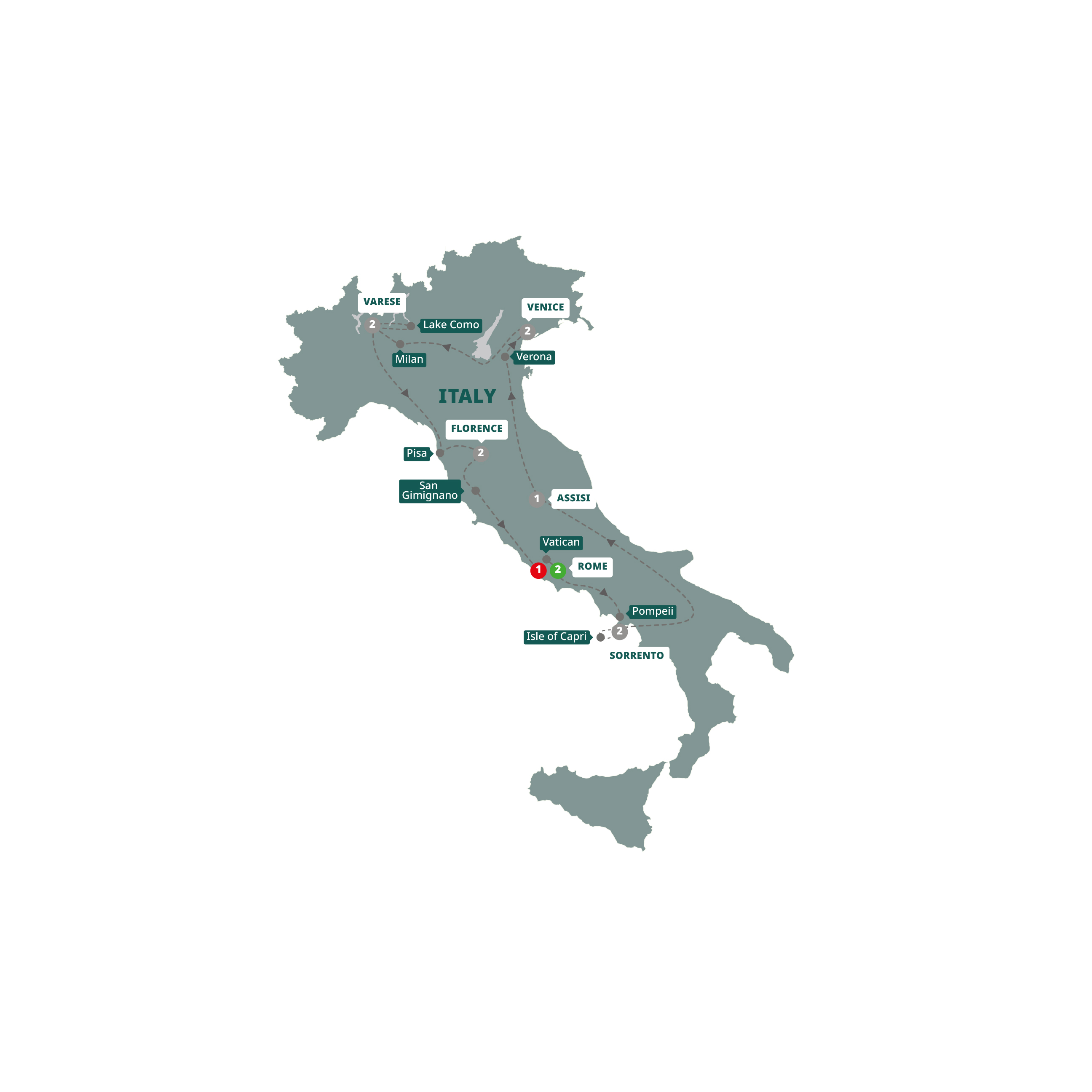 tourhub | Trafalgar | Best of Italy | Tour Map