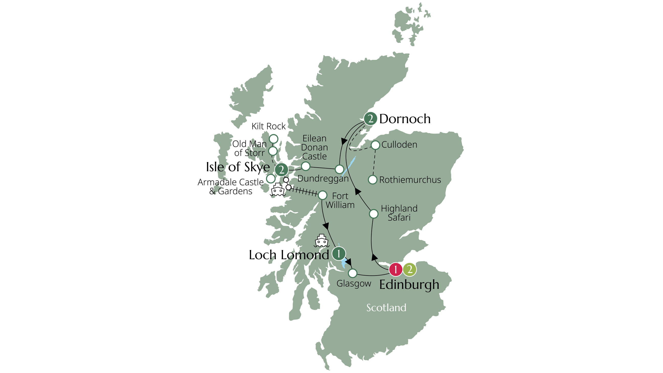 Map of Wild Scotland & The Isle of Skye from Brendan Vacations
