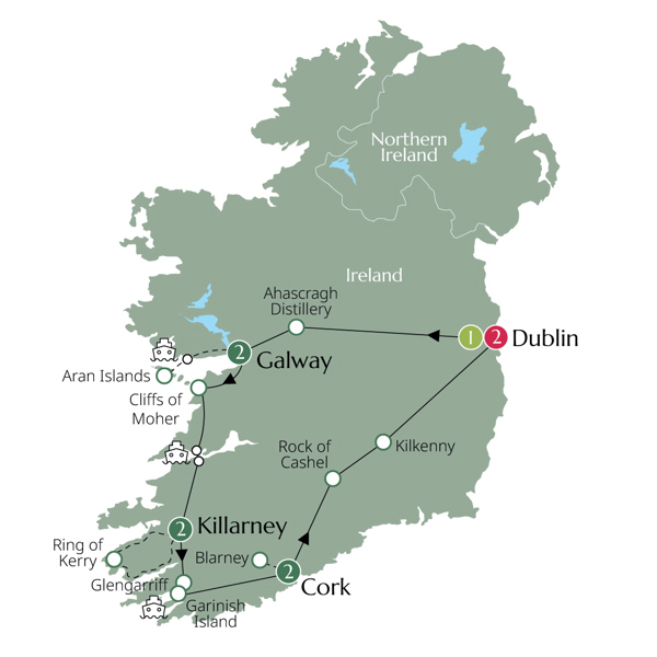 Ireland at Leisure Itinerary Map