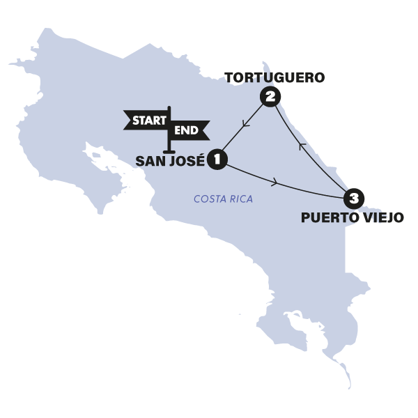 Costa Rica National Parks Trip Map