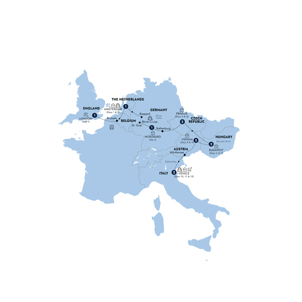 European Rhapsody - Start London Itinerary Map
