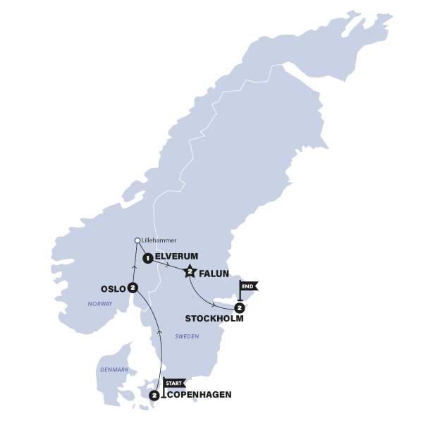 Scandinavia Winter 2024 Trip Map