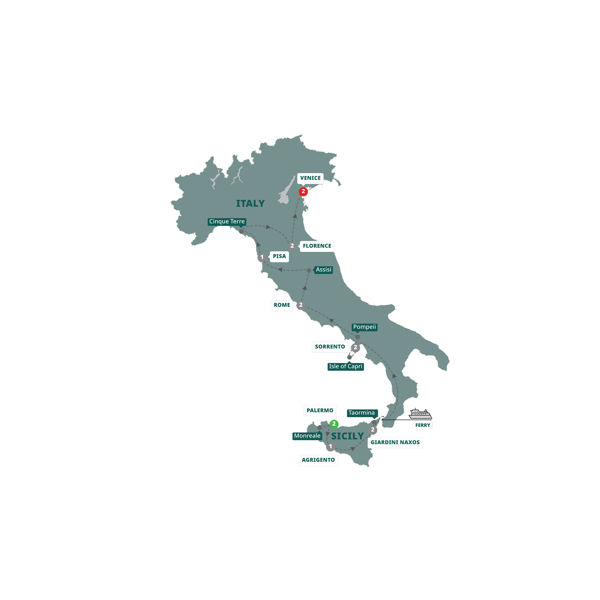 Best of Italy and Sicily Itinerary Map