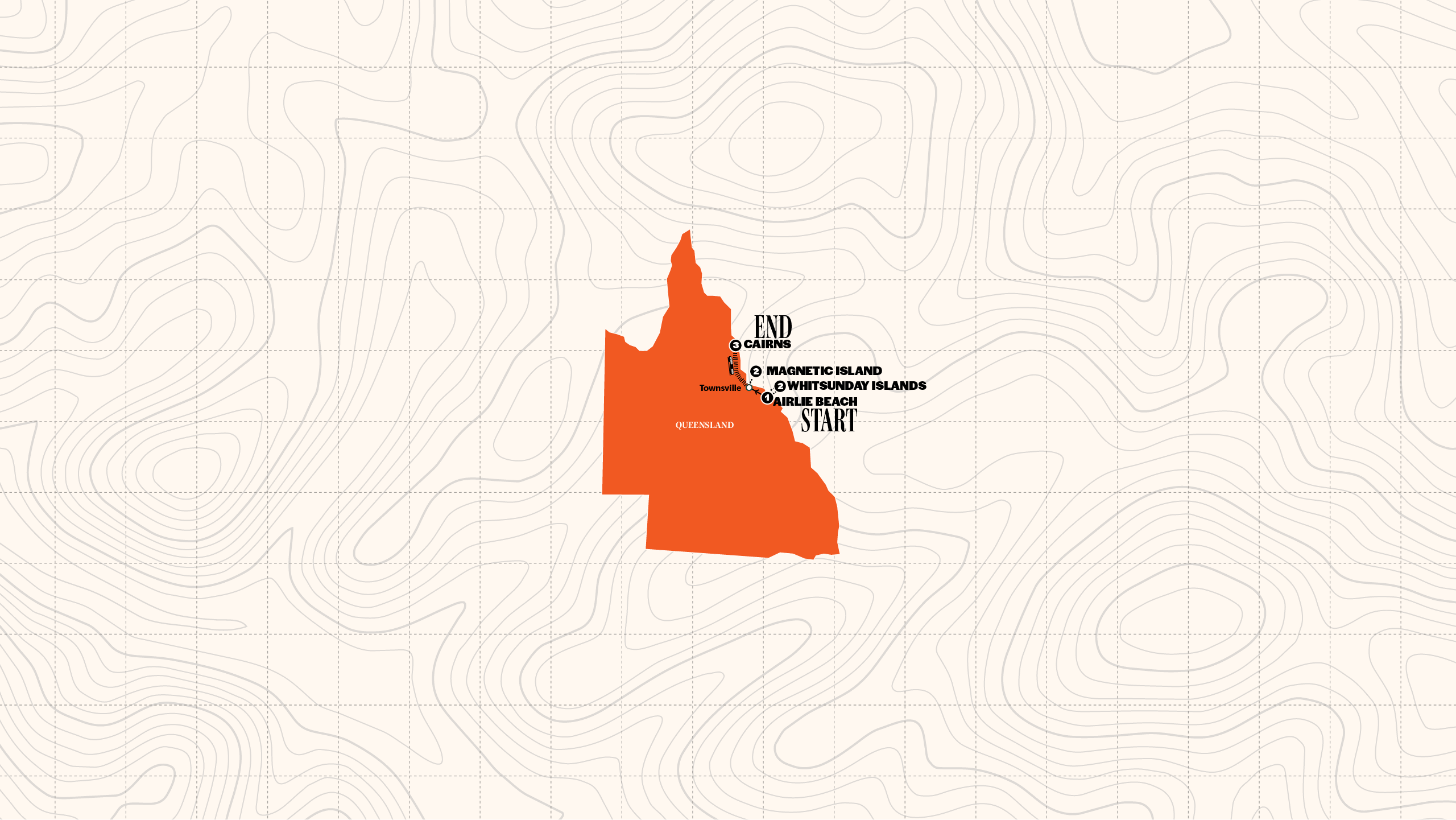 Map of Whitsundays to Cairns | With Sailing | From Apr '27 | 2027 - 2028 from Contiki