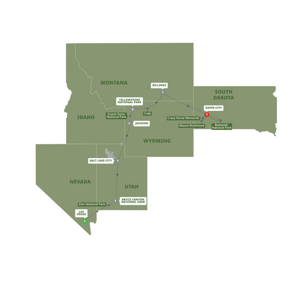 Western Frontiers End Rapid City Itinerary Map