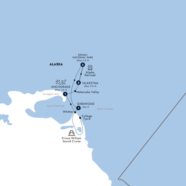 Jewels of Alaska - Classic Group Itinerary Map