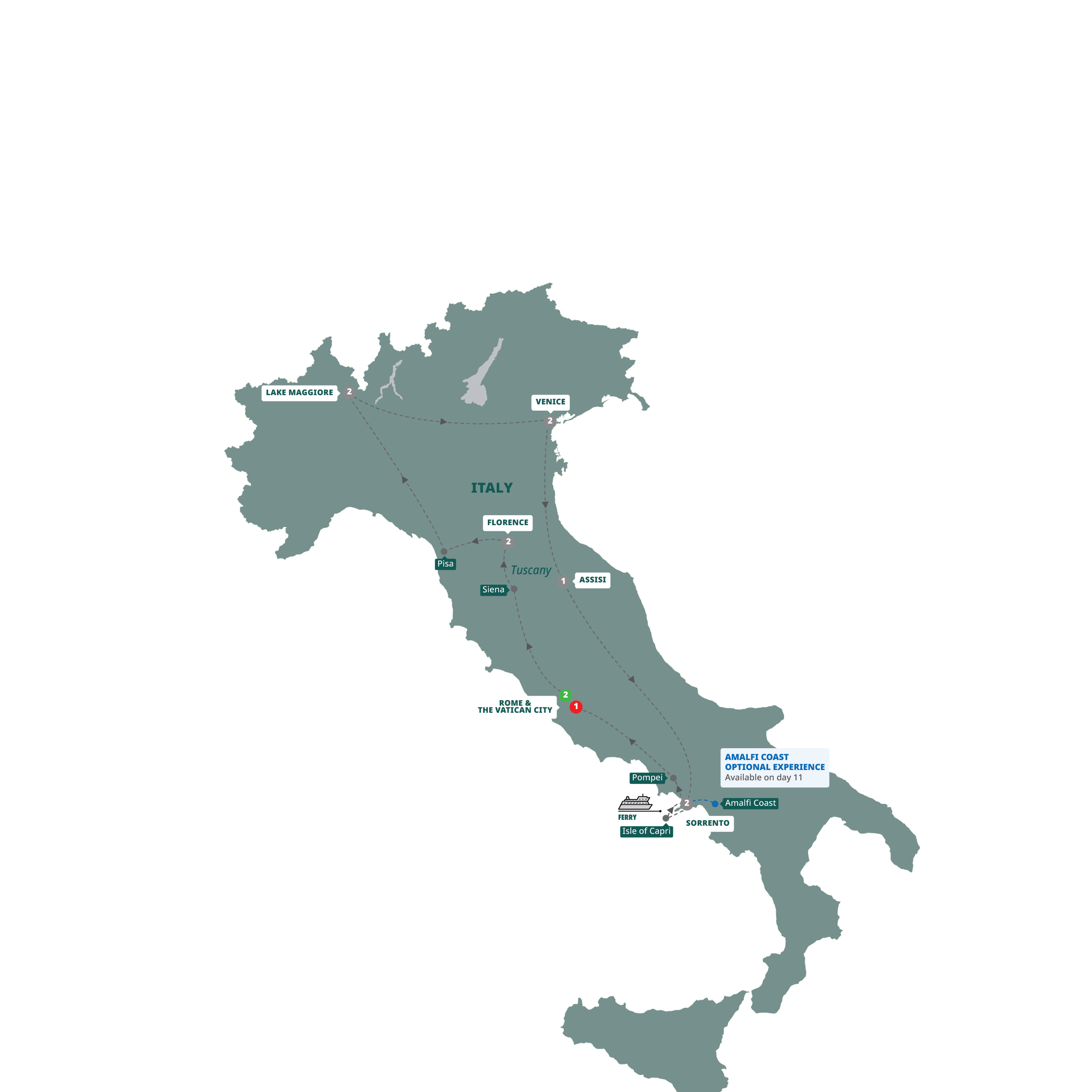 Map of Italian Escapade - Classic Group from Trafalgar