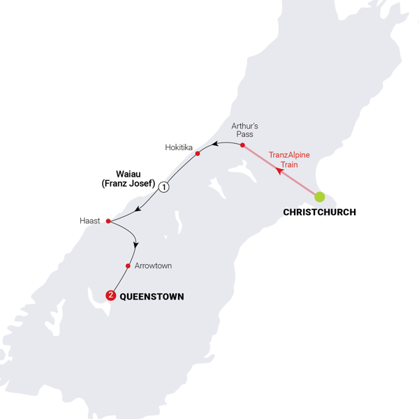 New Zealand South Island Discovery Itinerary Map
