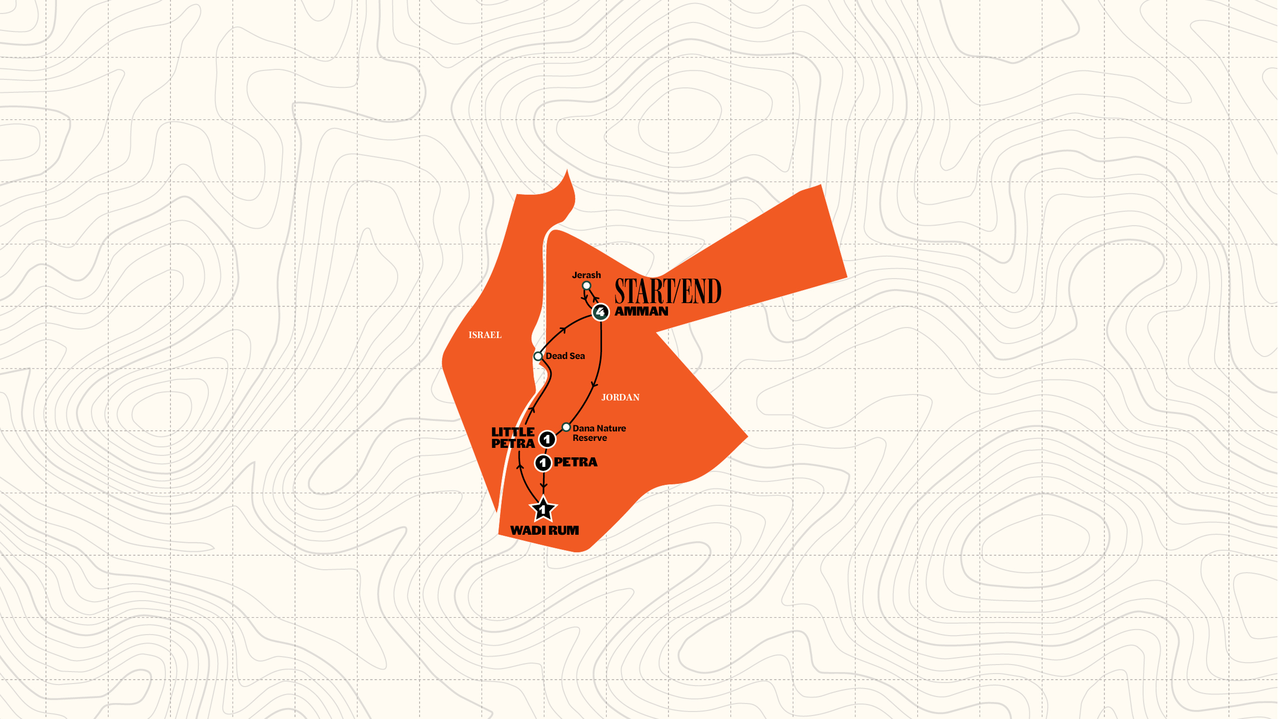 Map of Best of Jordan | Summer | 2027 from Contiki