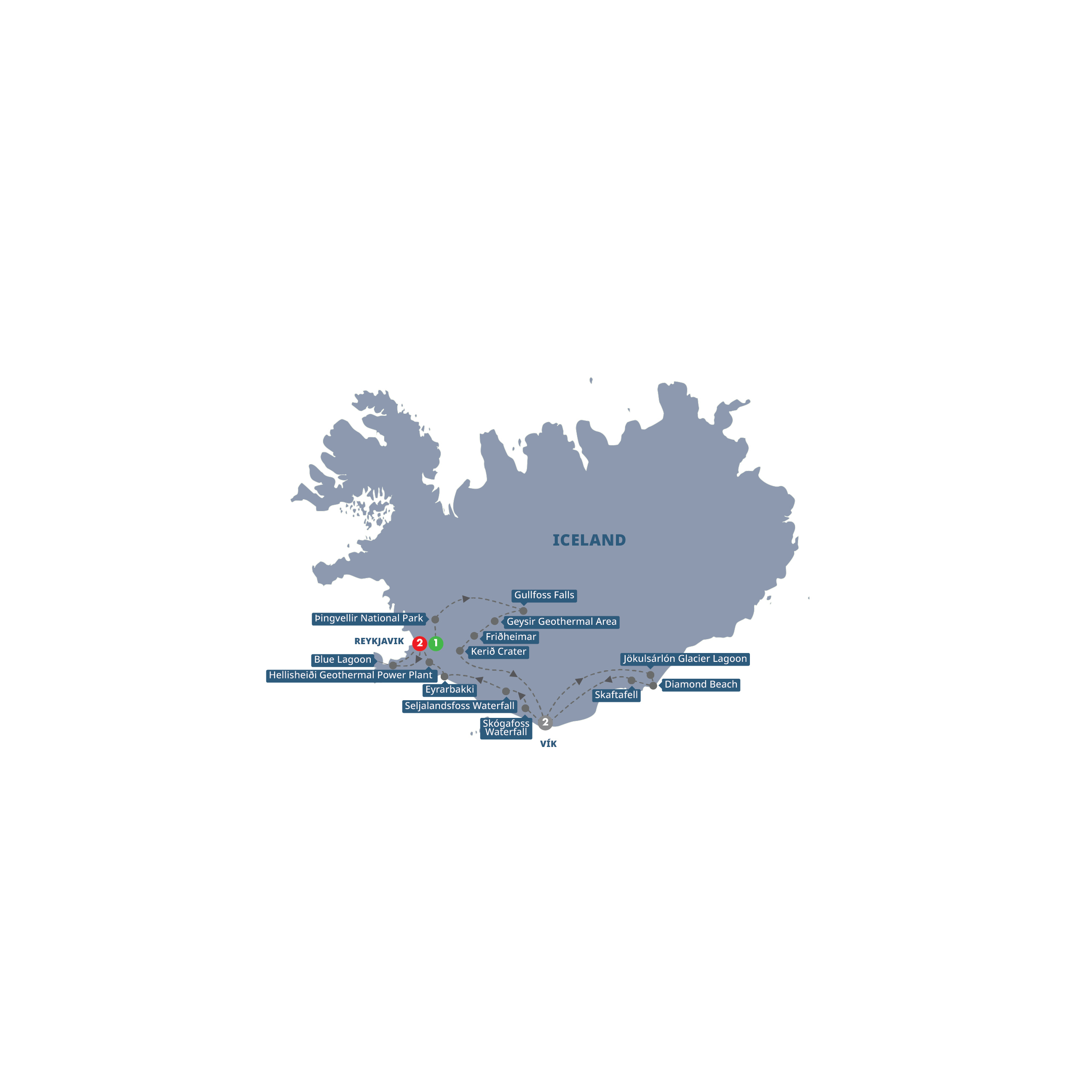 Map of Iceland Beneath the Northern Lights from Trafalgar