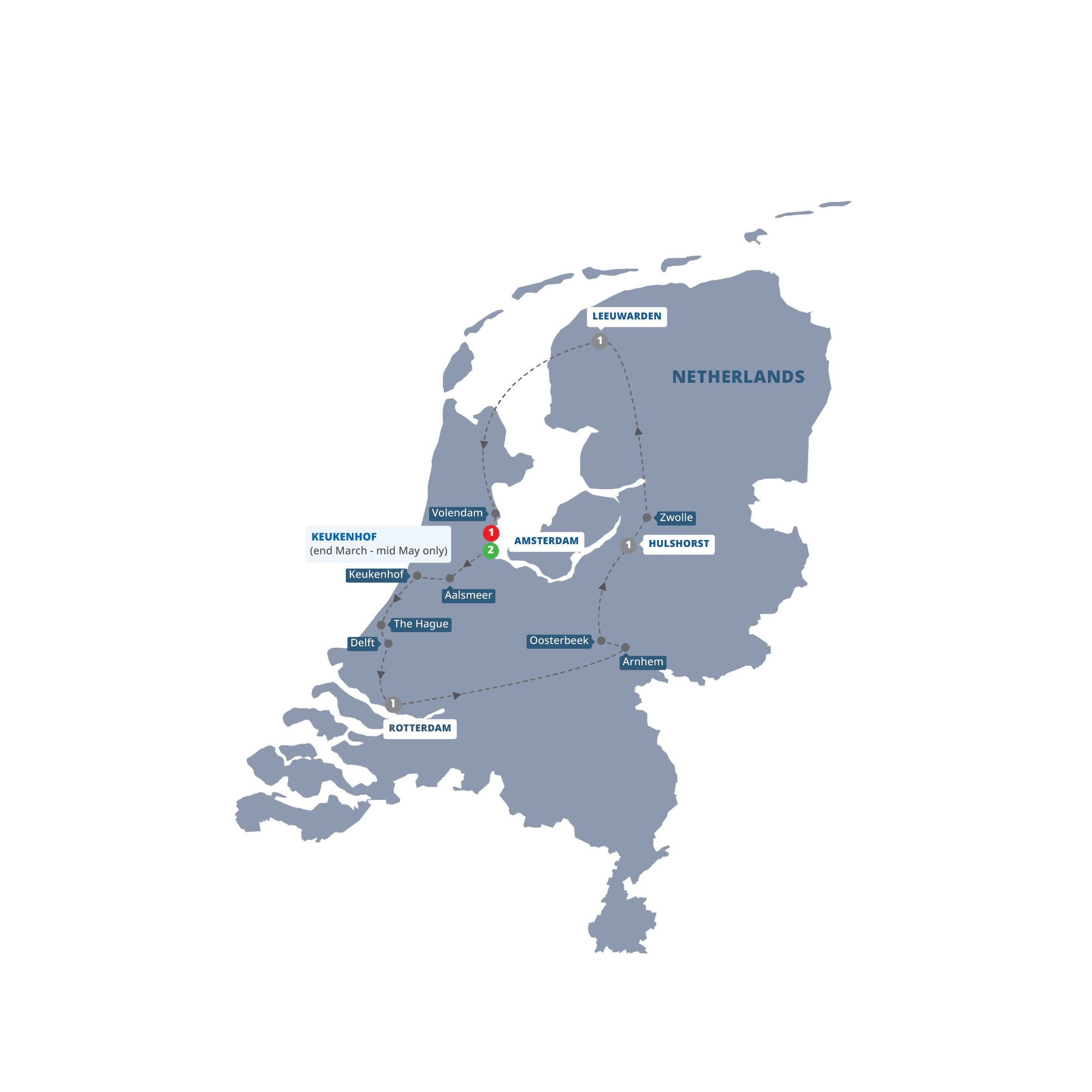 Map of Best of Holland (2027) from Trafalgar