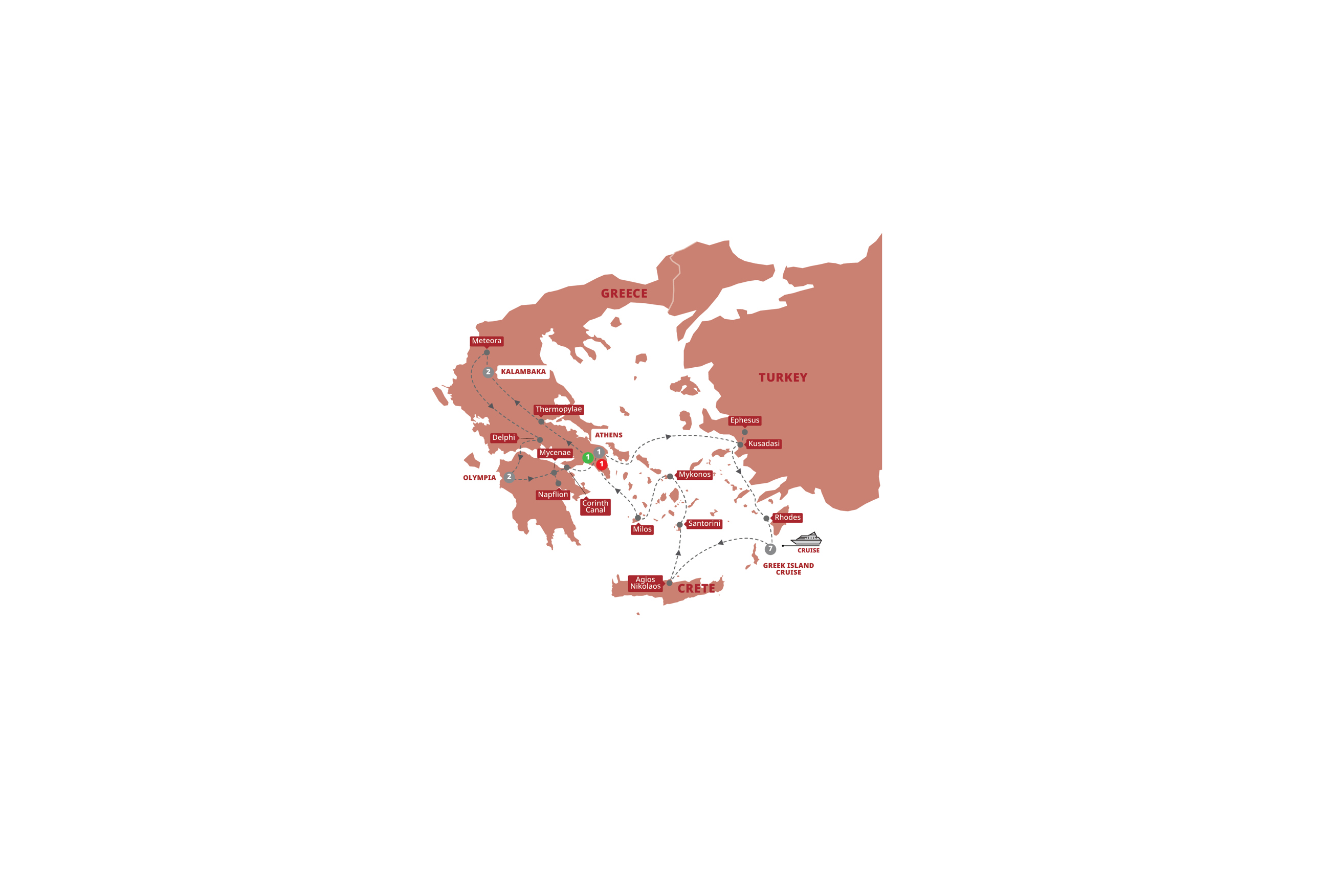 Map of Grecian Fables Idyllic - Premium, Classic Group from Trafalgar