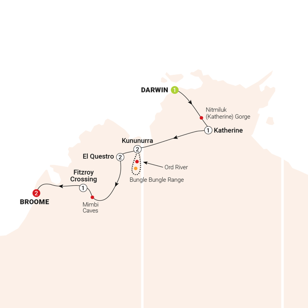 Untamed Kimberley Itinerary Map