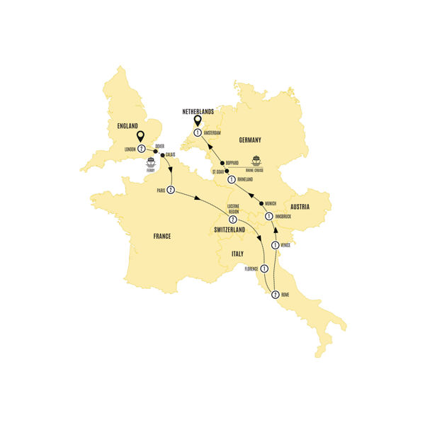 European Experience Itinerary Map