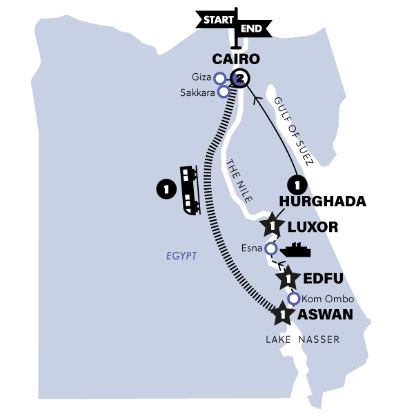 tourhub | Contiki | Eqypt & The Nile | Tour Map