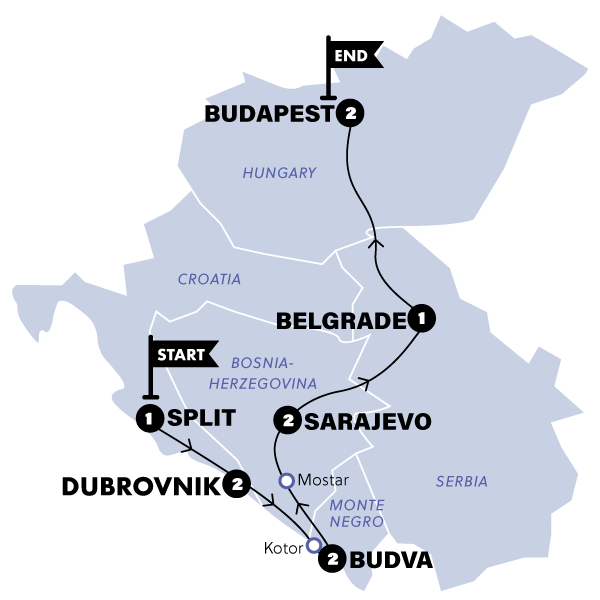 tourhub | Contiki | Balkans Discovery | 2024 | Tour Map