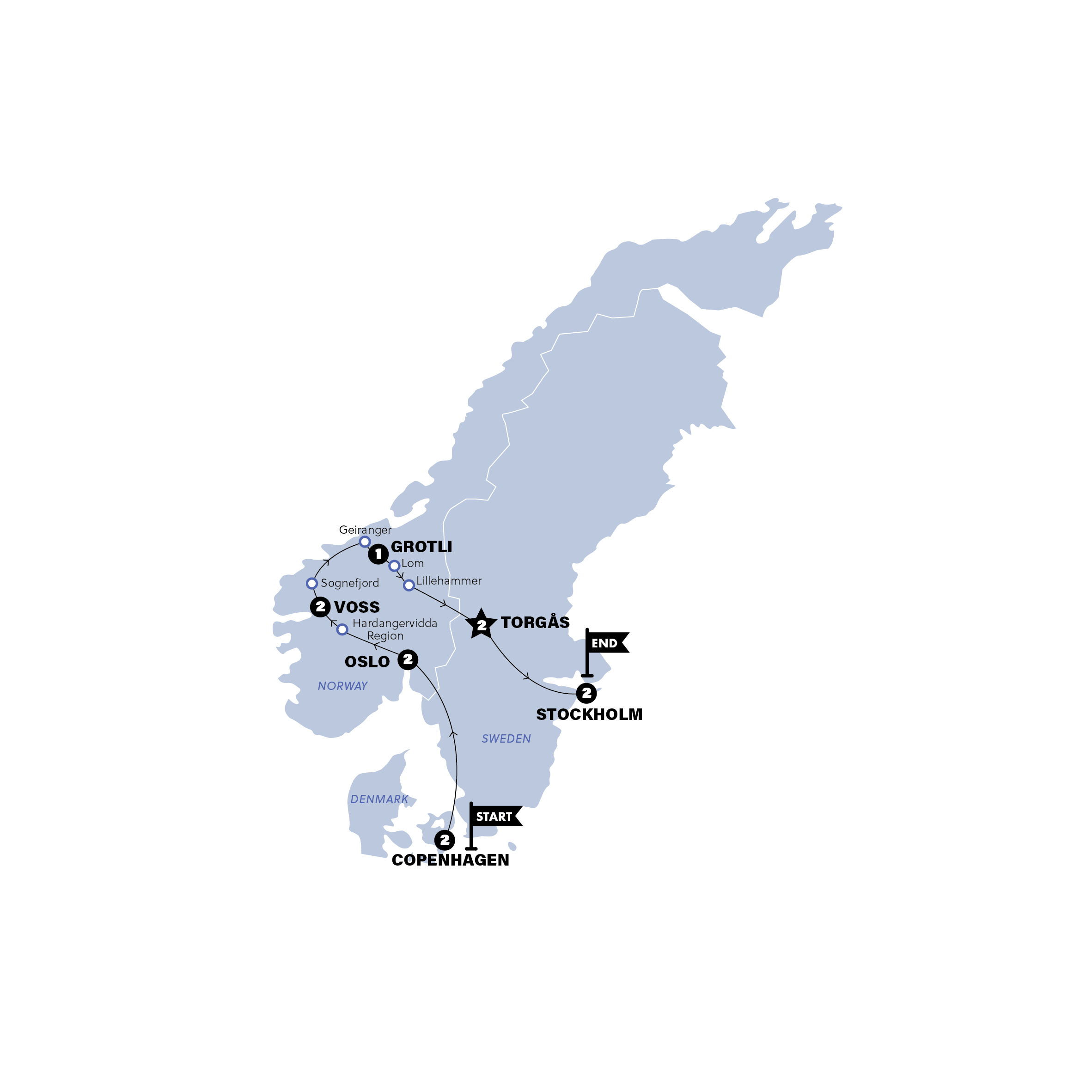 tourhub | Contiki | Scandinavia | Summer | 2026 | Tour Map