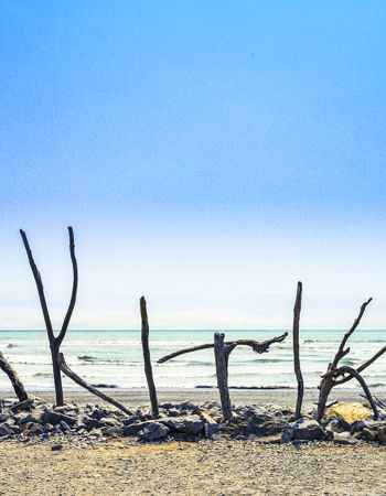 Wooden Beach Sign on Hokitika Beach, New Zealand