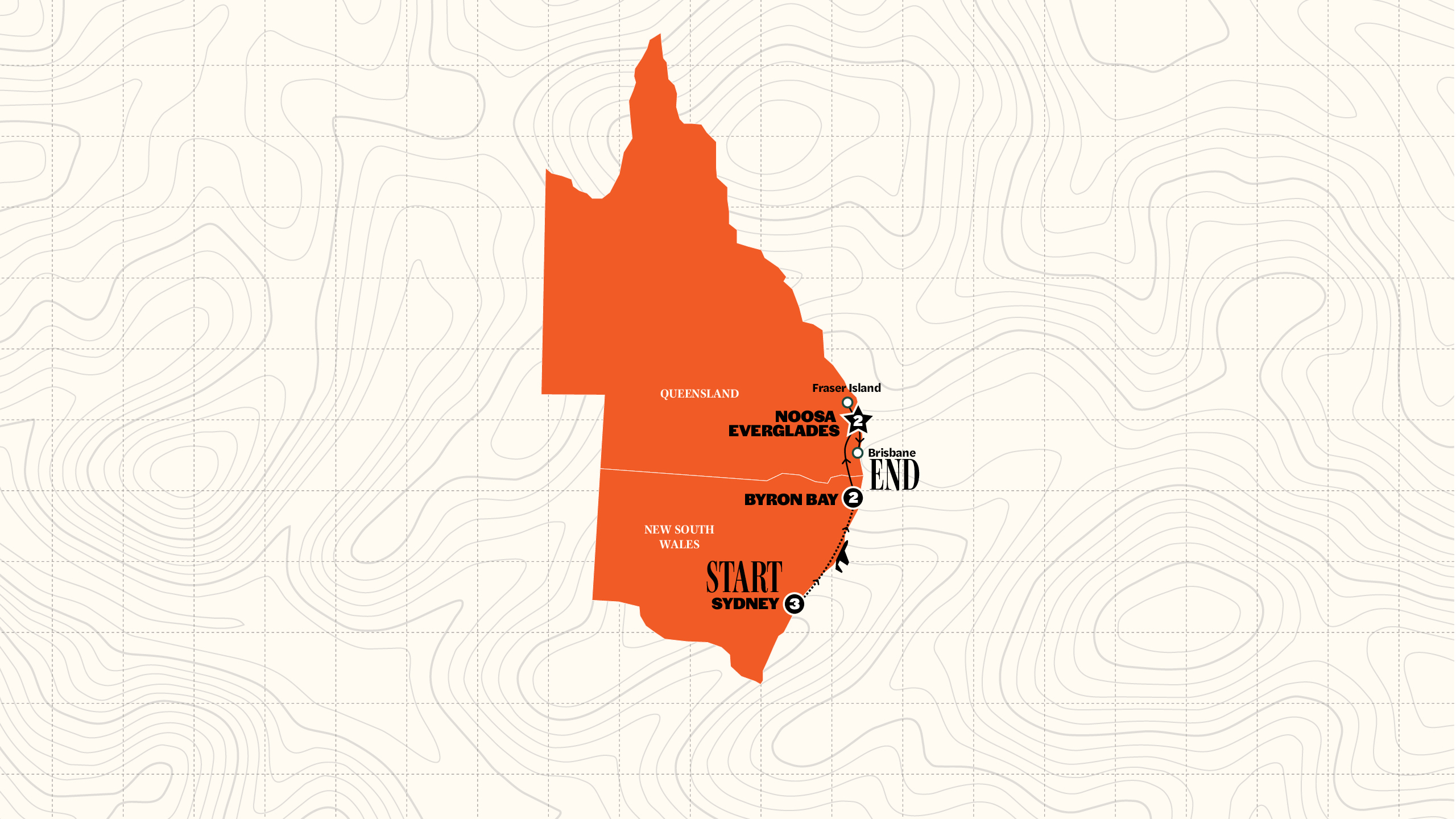 Map of Australia: City to Surf | Until Mar '27 | 2026 - 2027 from Contiki