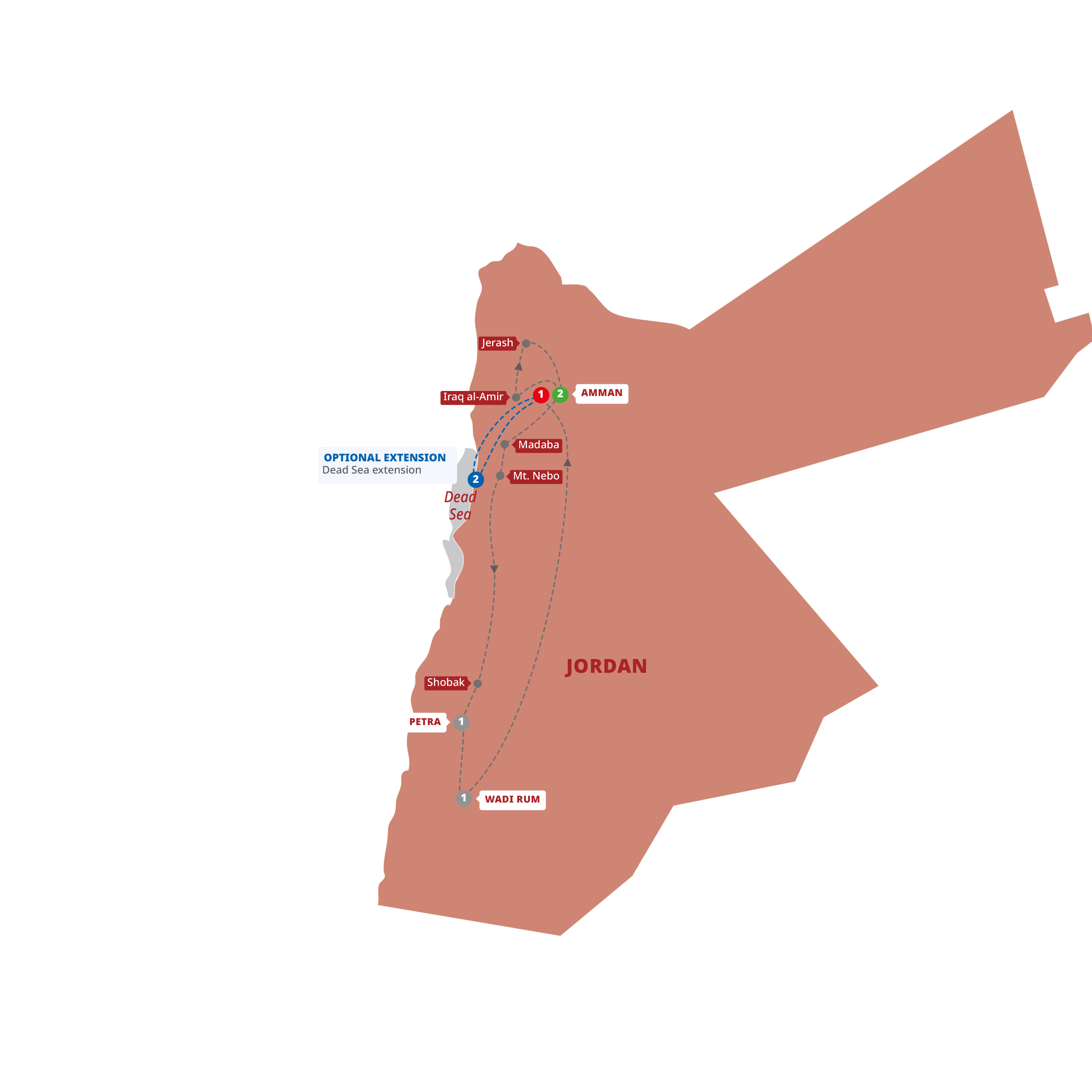tourhub | Trafalgar | Jordan Experience | Tour Map