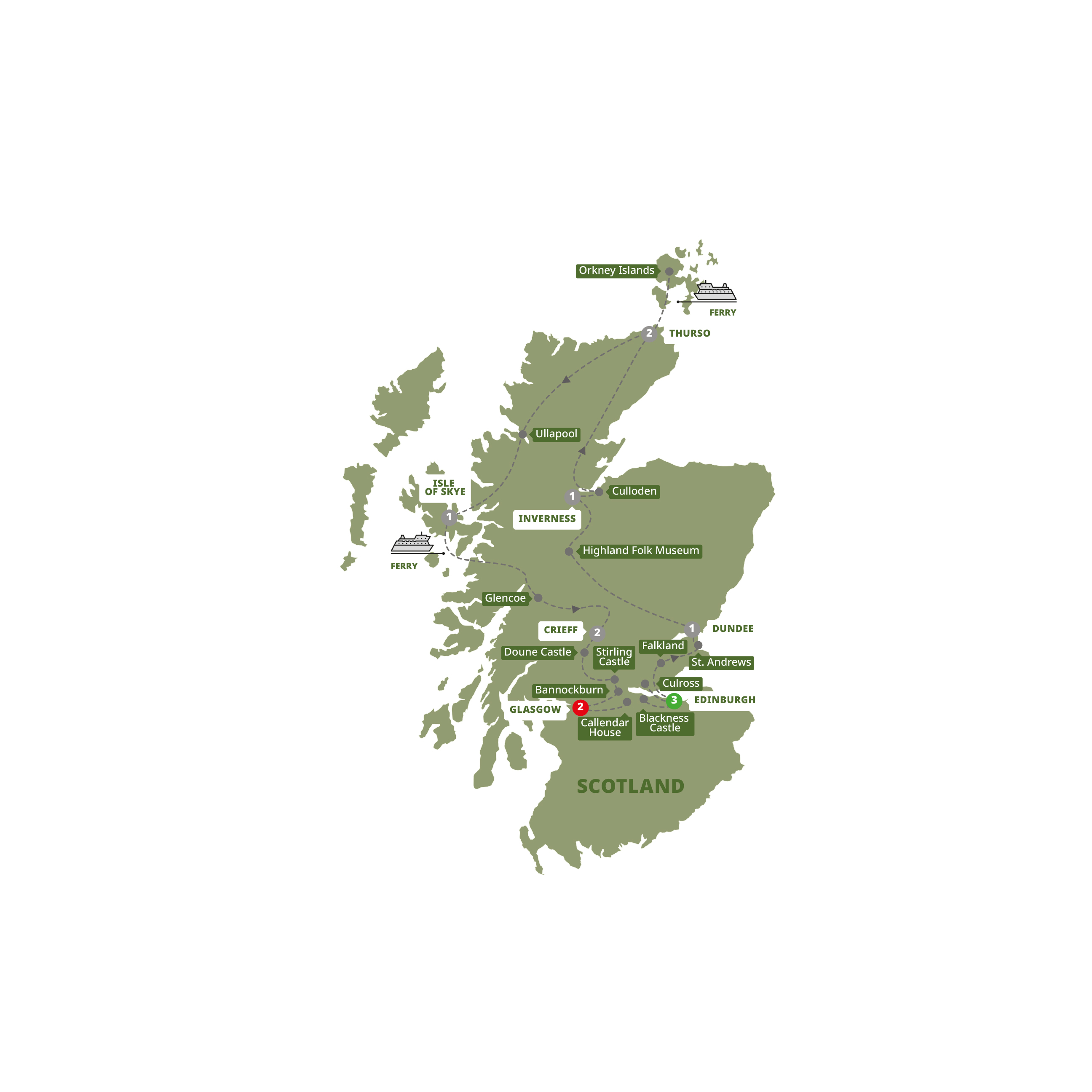 tourhub | Trafalgar | Highland Trail inspired by Outlander | Tour Map