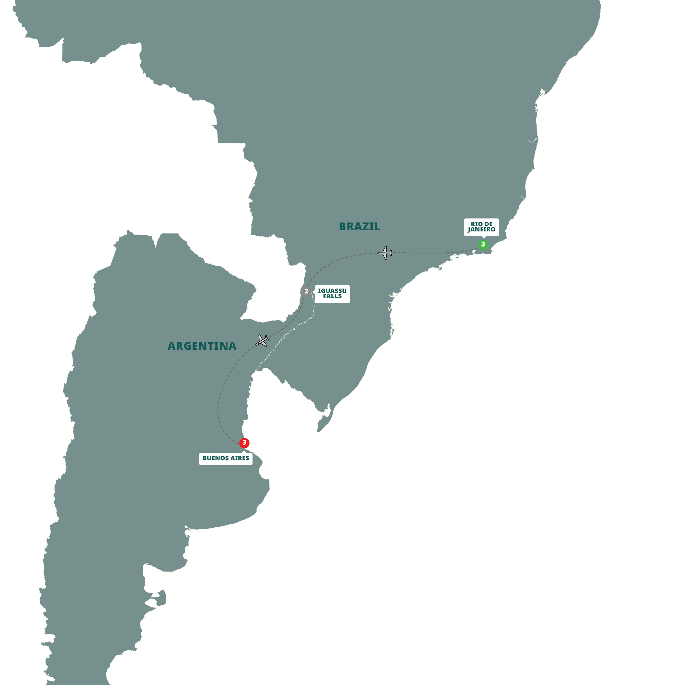 Map of South America Samba from Trafalgar