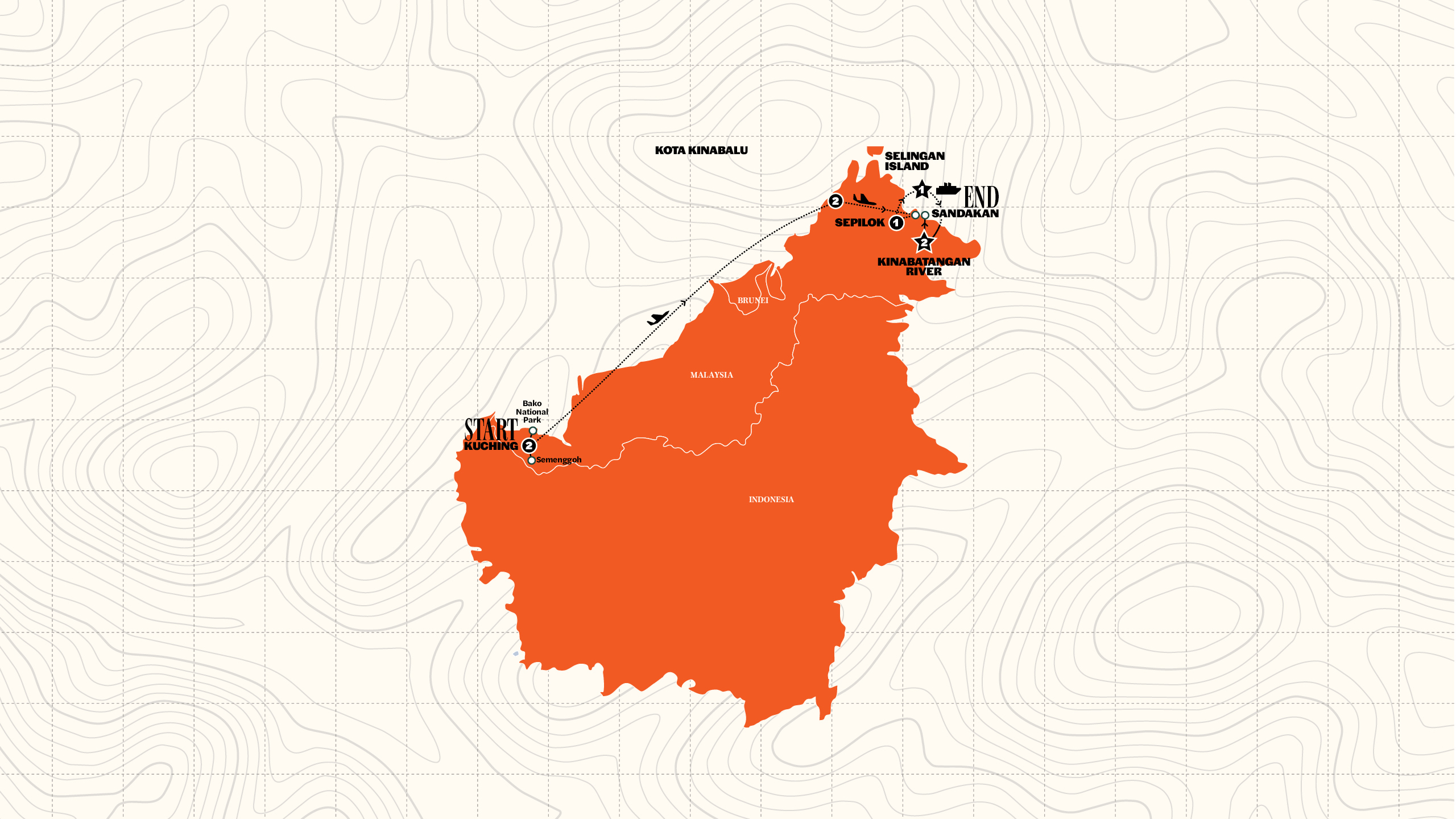 Map of Borneo Adventure | 2026 from Contiki