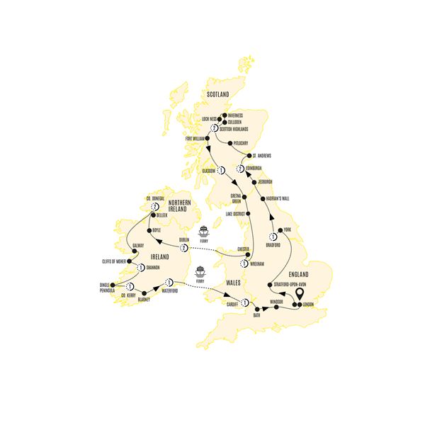 tourhub | Costsaver | Britain and Ireland Explorer | BIXPZM19 | Route Map