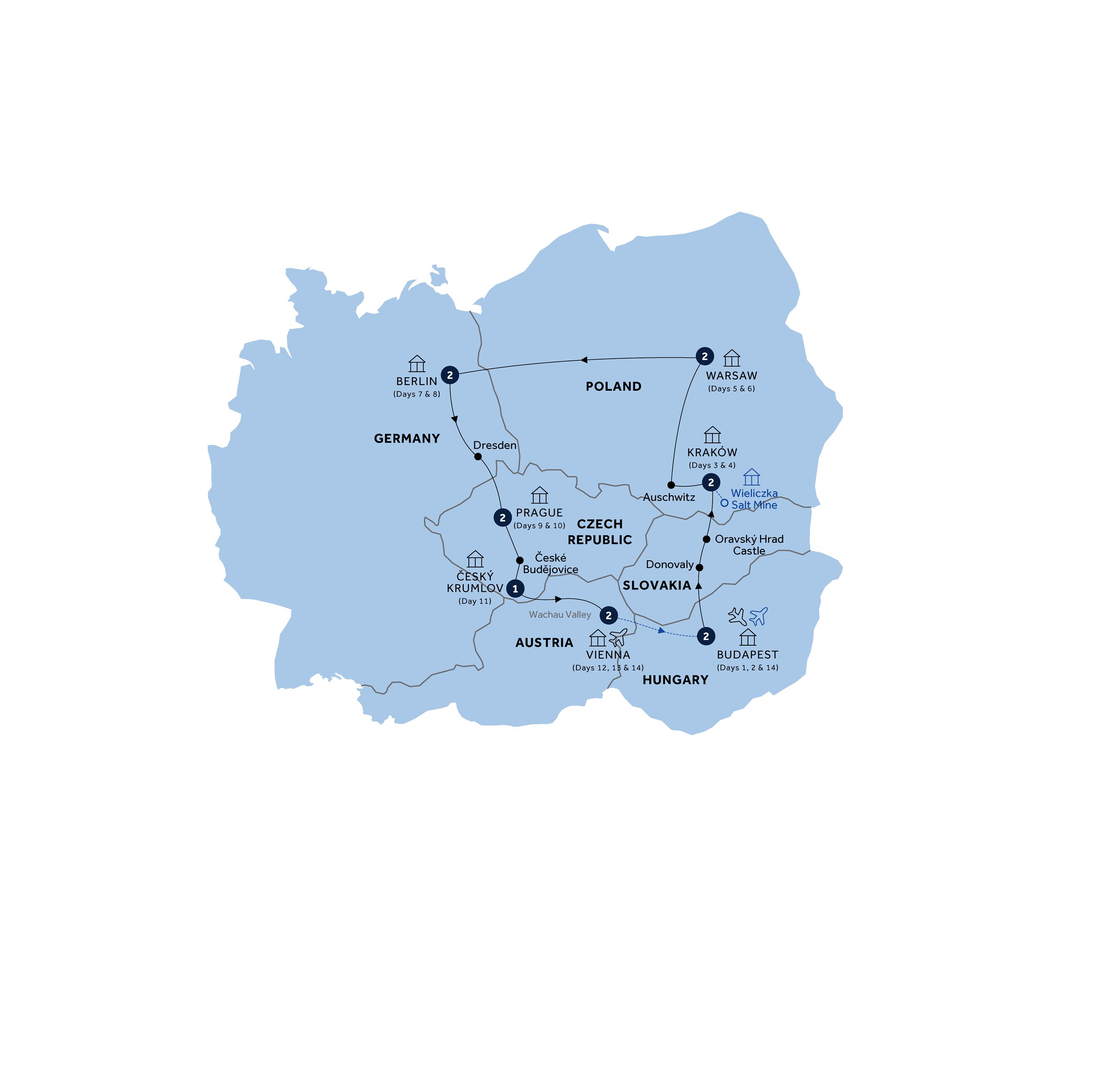 tourhub | Insight Vacations | Highlights of Eastern Europe - End Vienna, Classic Group | Tour Map