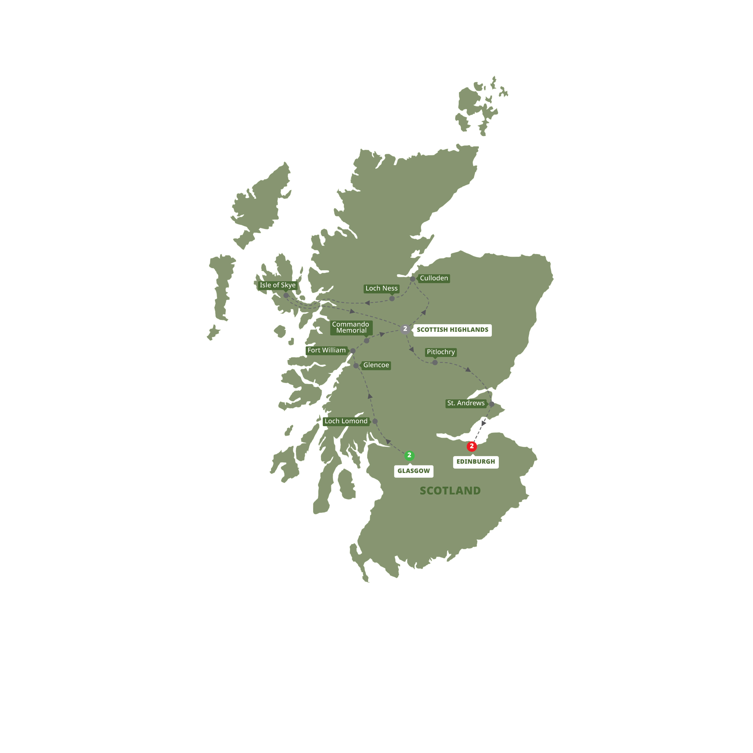 Map of Majestic Scotland  from Trafalgar