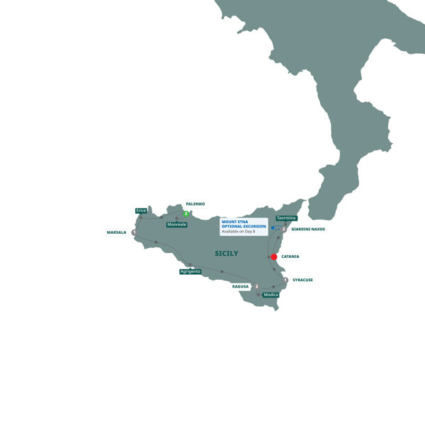 Colors of Sicily Itinerary Map