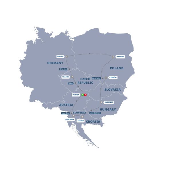 Highlights of Eastern Europe Itinerary Map