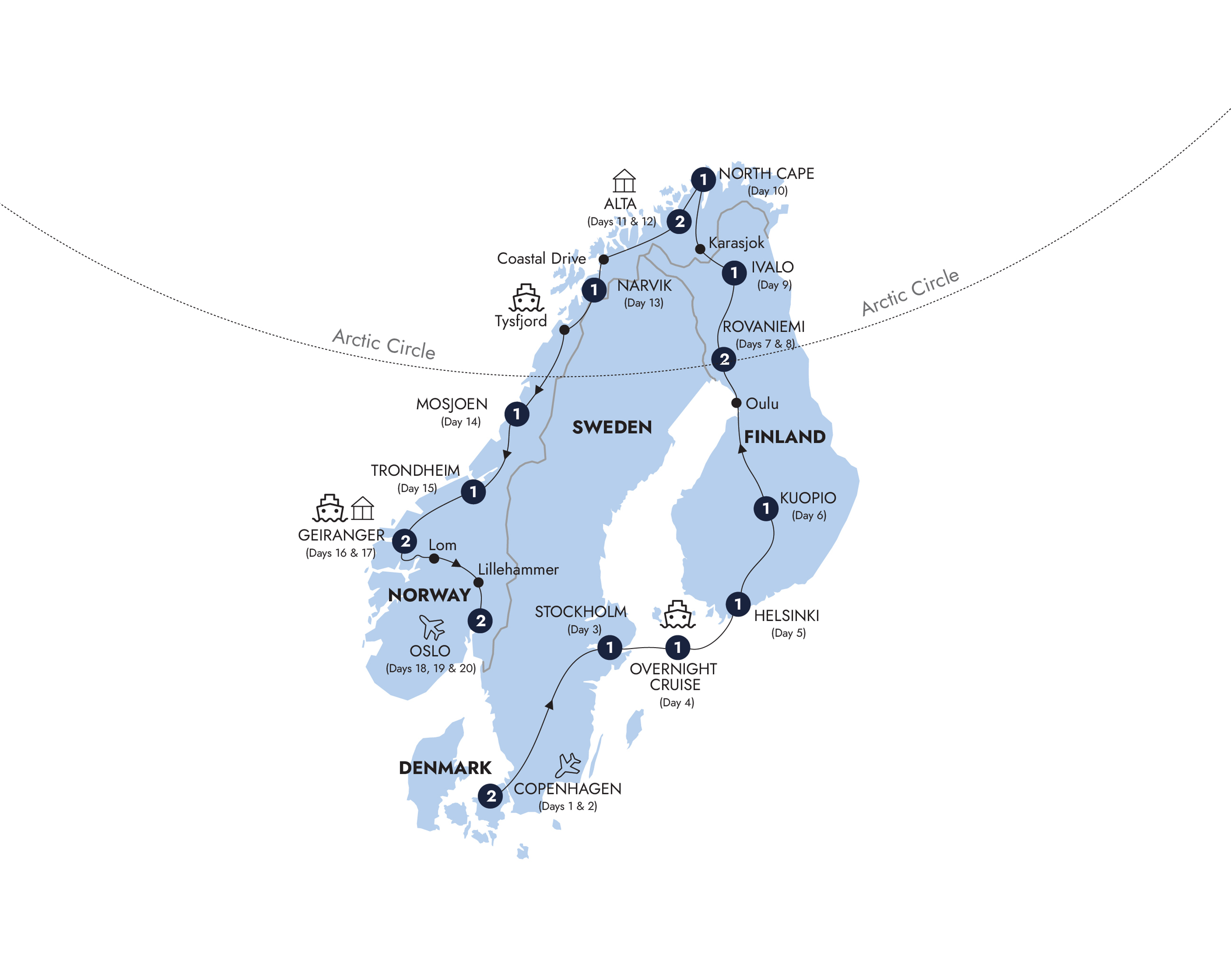 Map Grand Scandinavia Guided Tour E940 2027